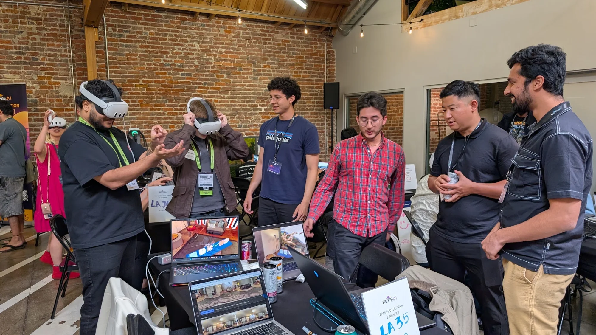 Demoing Reskin Surface Studio in VR at the Worlds in Action hackathon, SIGGRAPH 2026.